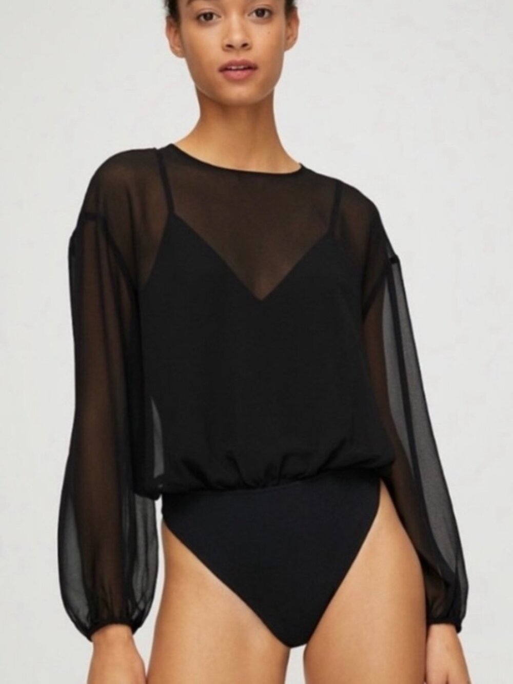 Wilfred Talmont Sheer Bodysuit in Black
